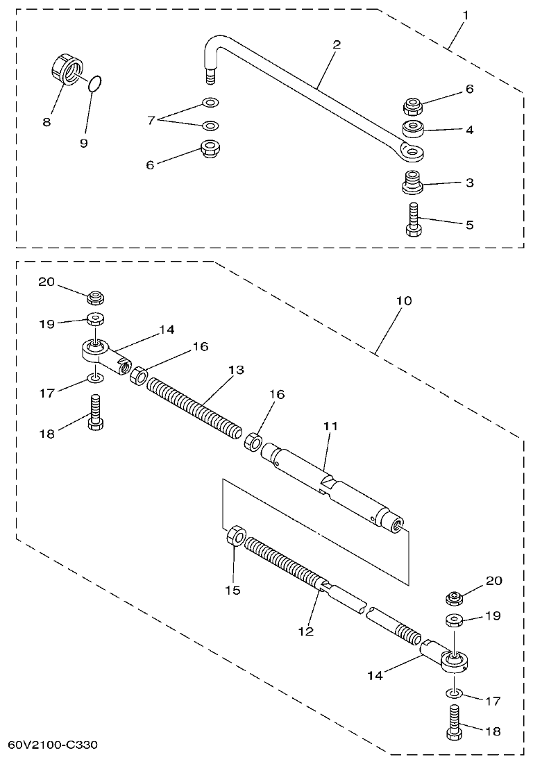 Yamaha F150DET, FL150DET STEERING GUIDE parts diagram